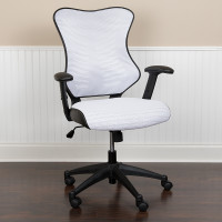 Flash Furniture BL-ZP-806-WH-GG High Back Designer White Mesh Executive Swivel Ergonomic Office Chair with Adjustable Arms
